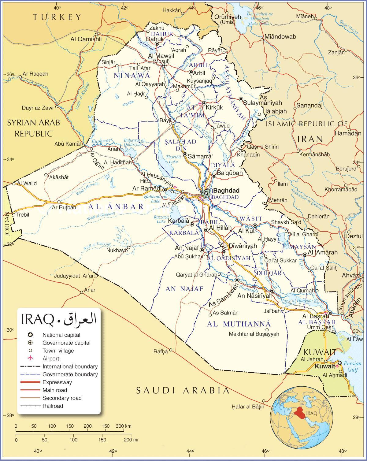 نقشه جاده های عراق