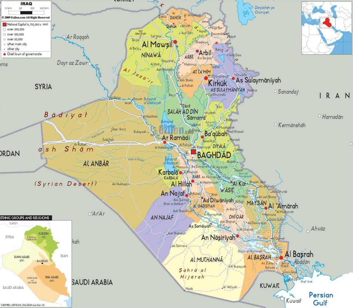 عراق, نقشه شهرهای