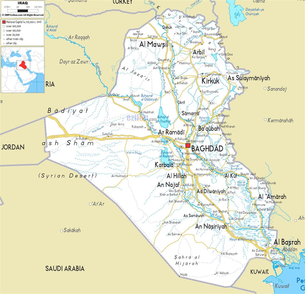 نقشه عراق رودخانه