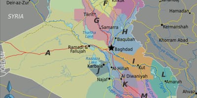 نقشه از مناطق عراق